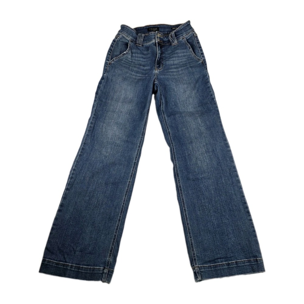 Judy Blue Jeans Womens Size 7/28 Wide Leg Relaxed Fit Double Button Blue Denim